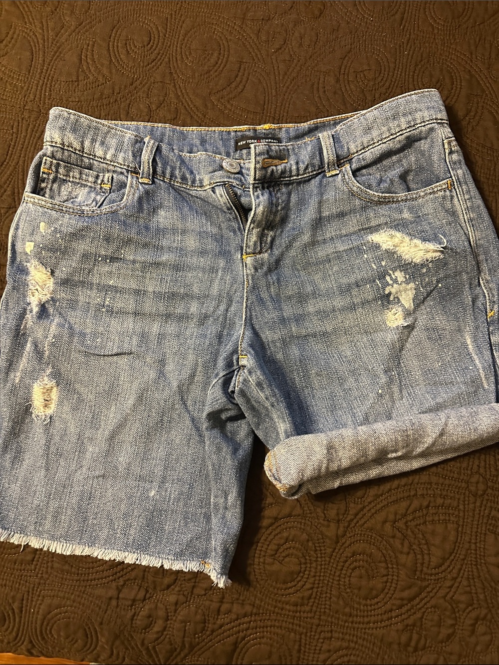 Womens Distressed Denim Shorts - Light Blue